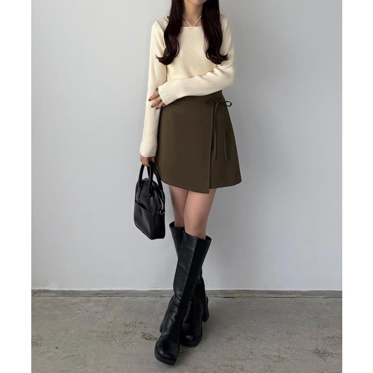 callautia ラップ風リボンミニスカート（インパン付き） | JUNOAH | 詳細画像12 