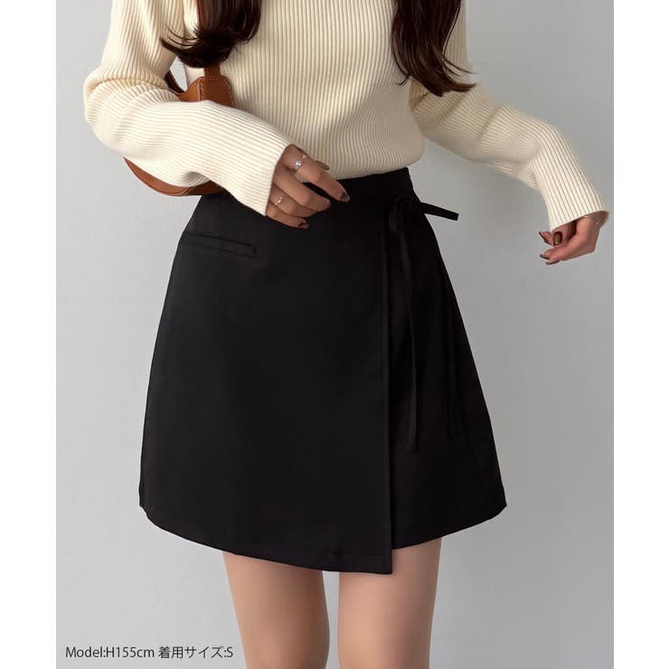 callautia ラップ風リボンミニスカート（インパン付き） | JUNOAH | 詳細画像2 