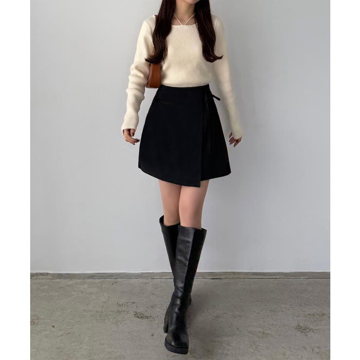 callautia ラップ風リボンミニスカート（インパン付き） | JUNOAH | 詳細画像5 