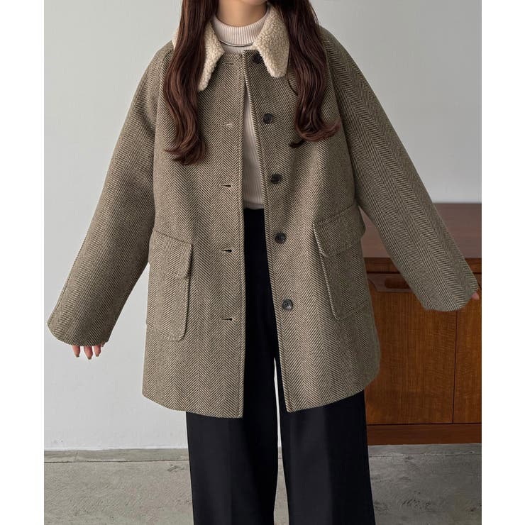 callautia ボアカラーミドルコート | JUNOAH | 詳細画像4 