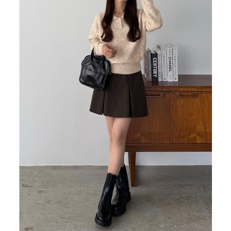 callautia ミックスカラーハーフボタンポロニット | JUNOAH | 詳細画像12 