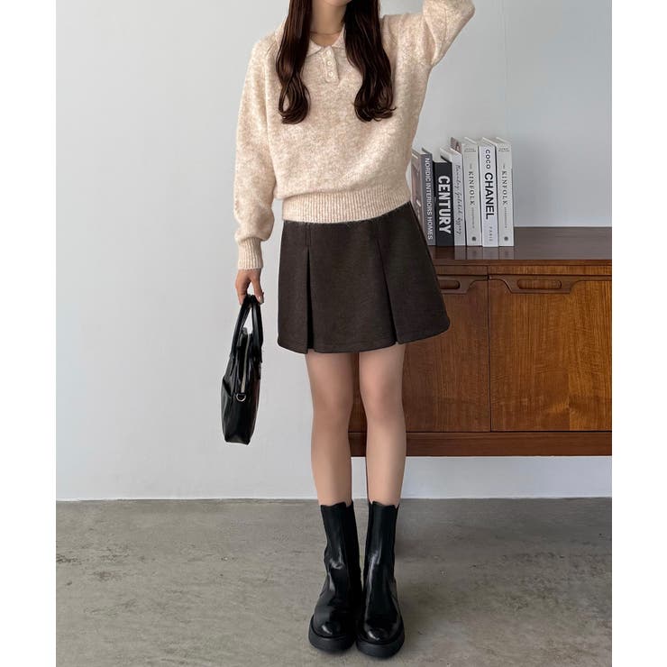 callautia ミックスカラーハーフボタンポロニット | JUNOAH | 詳細画像13 