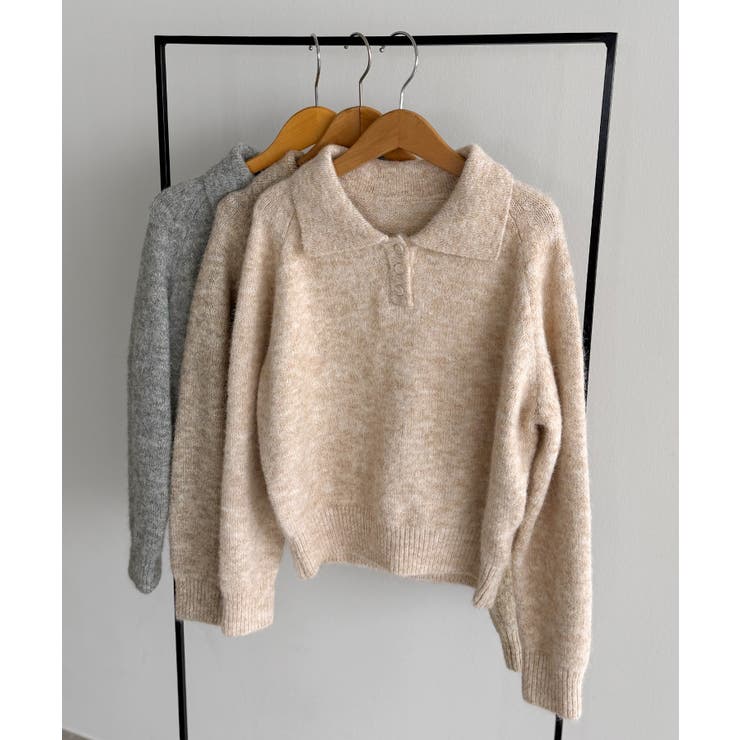 callautia ミックスカラーハーフボタンポロニット | JUNOAH | 詳細画像15 