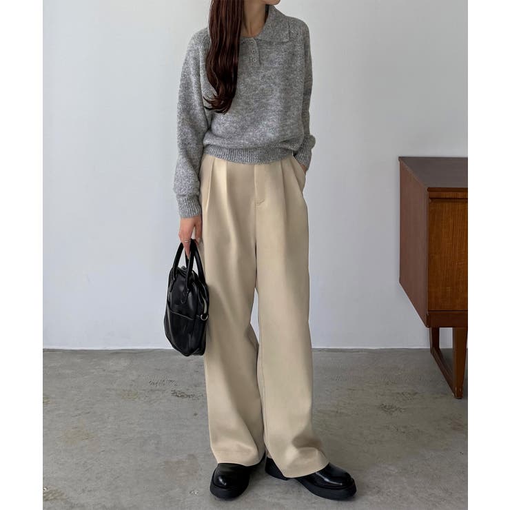 callautia ミックスカラーハーフボタンポロニット | JUNOAH | 詳細画像4 