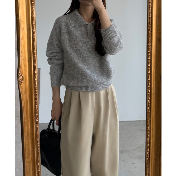 callautia ミックスカラーハーフボタンポロニット | JUNOAH | 詳細画像5 