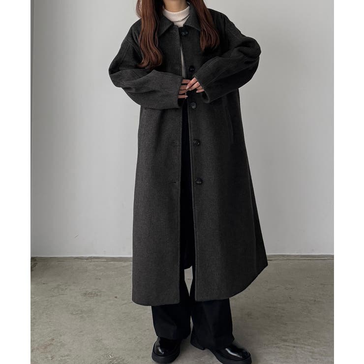 callautia ボリュームスリーブステンカラーロングコート[品番