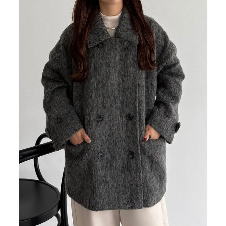 ダークグレー | callautia シャギーミドルコート | JUNOAH