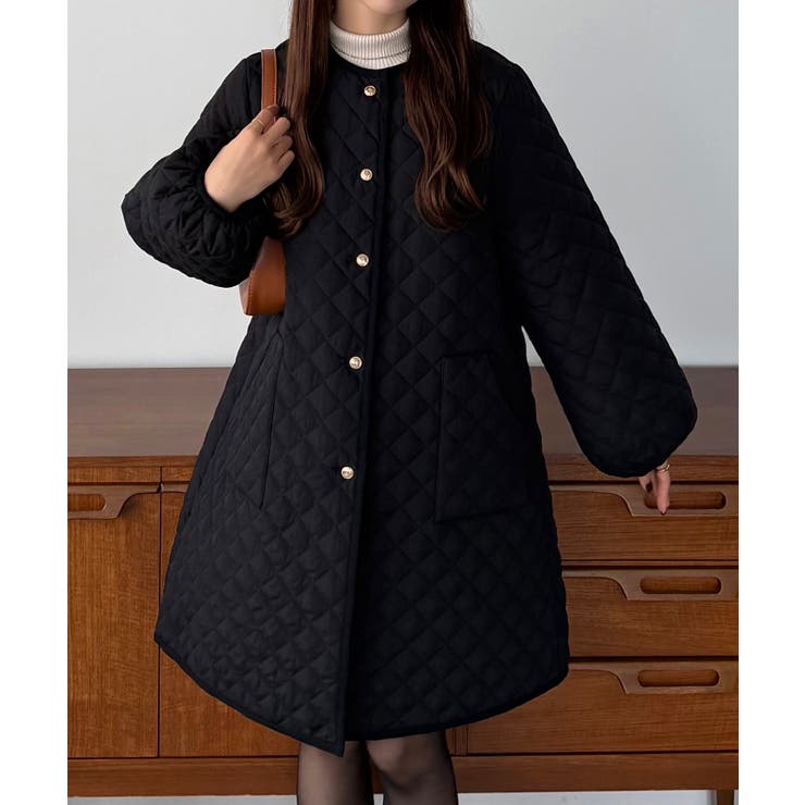 callautia 金ボタンノーカラーキルティングコート | JUNOAH | 詳細画像1 