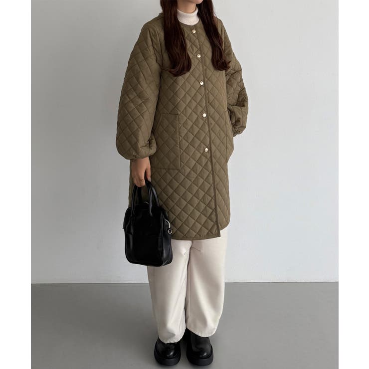 callautia 金ボタンノーカラーキルティングコート[品番：AMTW0012631