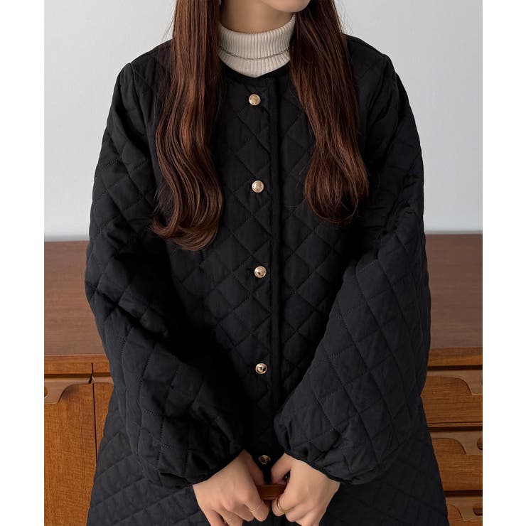 callautia 金ボタンノーカラーキルティングコート | JUNOAH | 詳細画像3 