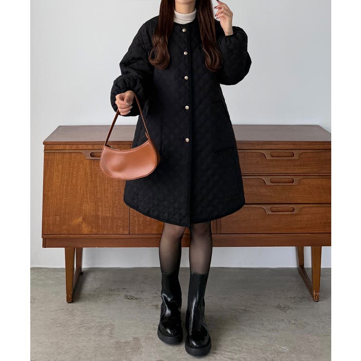 callautia 金ボタンノーカラーキルティングコート[品番：AMTW0012631