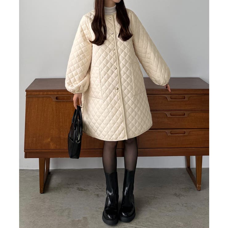 callautia 金ボタンノーカラーキルティングコート | JUNOAH | 詳細画像6 