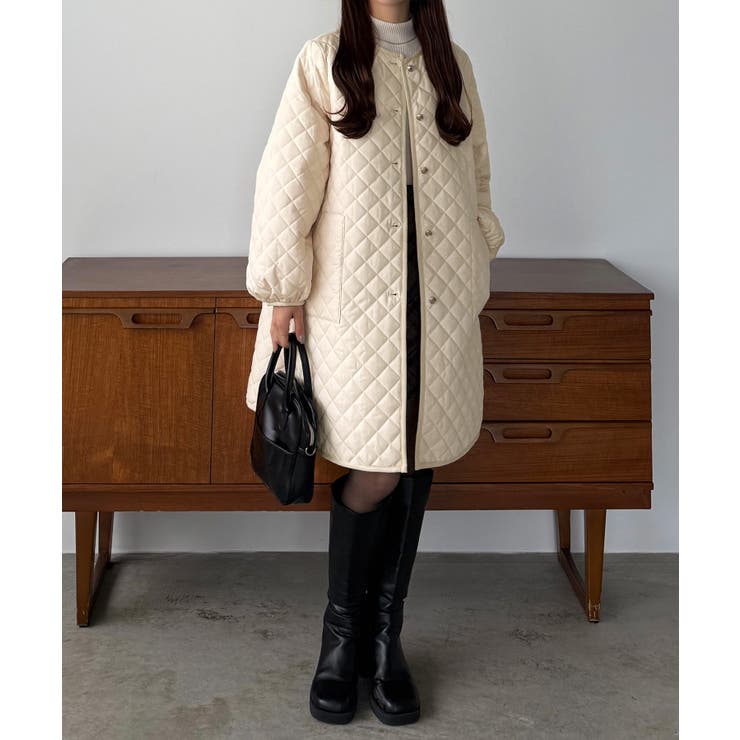 callautia 金ボタンノーカラーキルティングコート | JUNOAH | 詳細画像7 