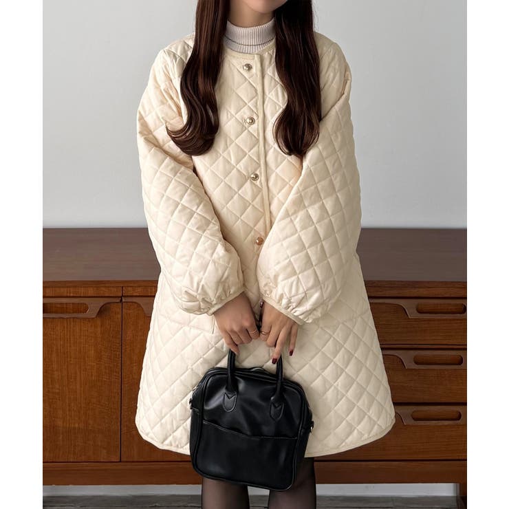 callautia 金ボタンノーカラーキルティングコート | JUNOAH | 詳細画像8 