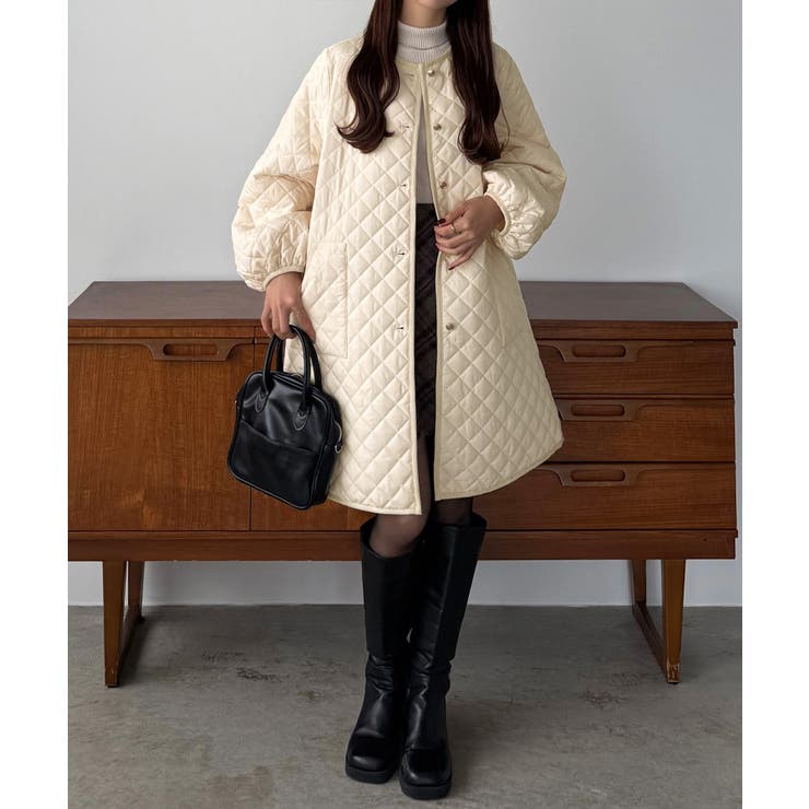 callautia 金ボタンノーカラーキルティングコート | JUNOAH | 詳細画像9 