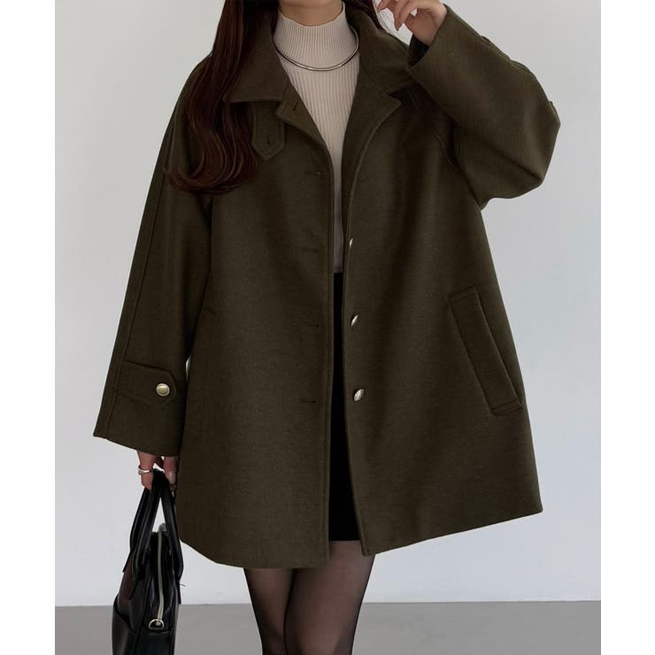 金釦　ミドルコート Unitage ステンカラーコート コート 金釦ミドルコート レディース