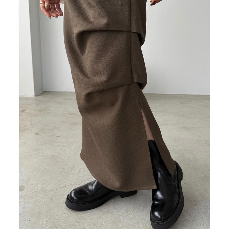 callautia 薄手ツイードサイドタックマーメイドスカート | JUNOAH | 詳細画像1 