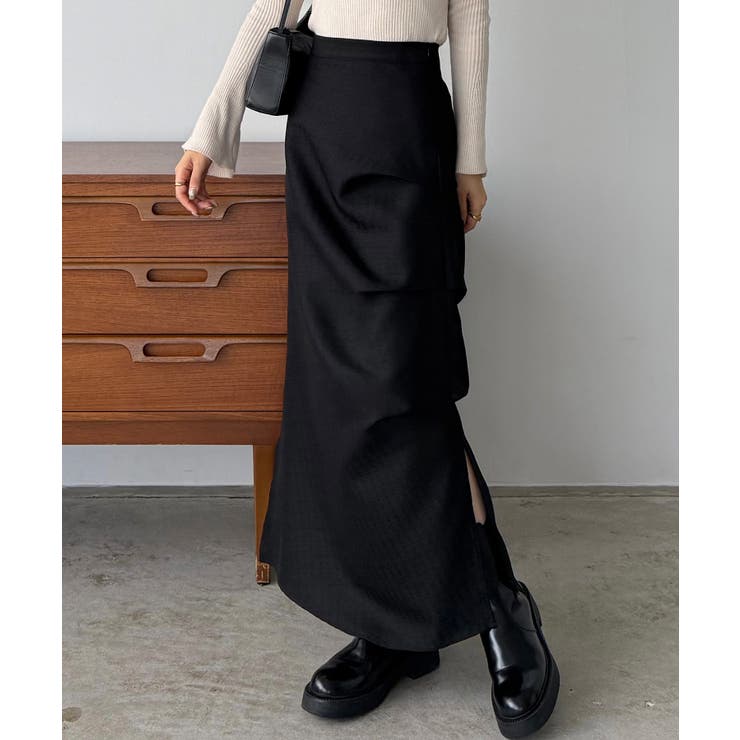 ブラック | callautia 薄手ツイードサイドタックマーメイドスカート | JUNOAH