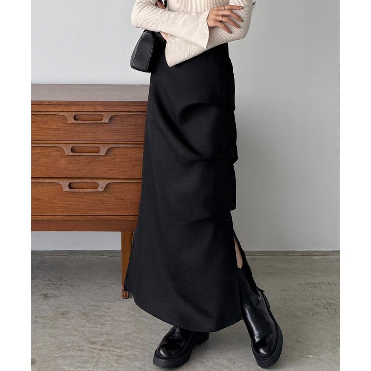 callautia 薄手ツイードサイドタックマーメイドスカート | JUNOAH | 詳細画像2 