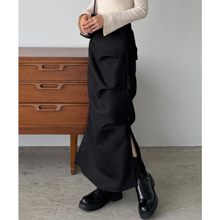 callautia 薄手ツイードサイドタックマーメイドスカート | JUNOAH | 詳細画像3 