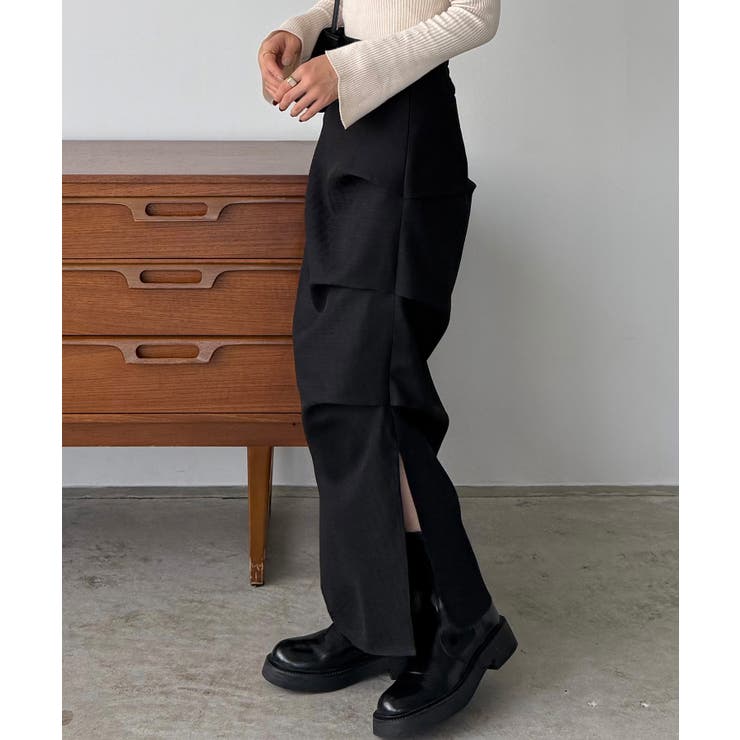 callautia 薄手ツイードサイドタックマーメイドスカート | JUNOAH | 詳細画像4 