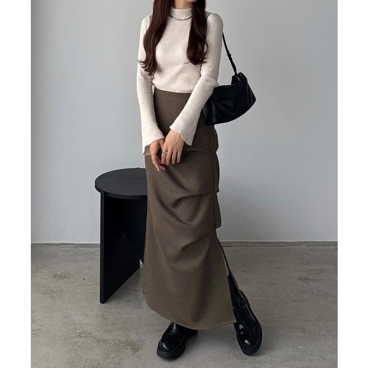 callautia 薄手ツイードサイドタックマーメイドスカート | JUNOAH | 詳細画像9 