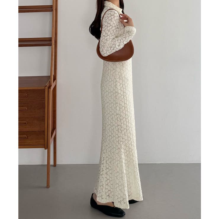 callautia カットレース長袖ポロワンピース（ペチワンピースセット） | JUNOAH | 詳細画像4 