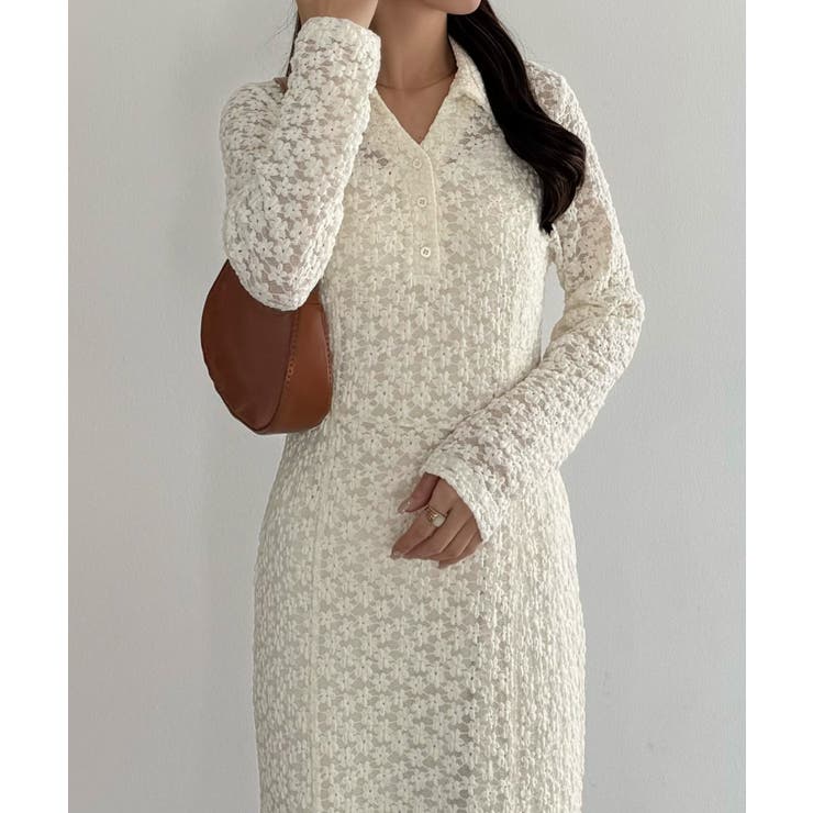 callautia カットレース長袖ポロワンピース（ペチワンピースセット） | JUNOAH | 詳細画像6 