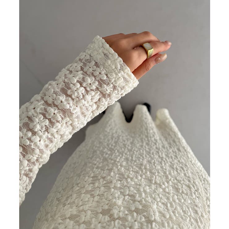 callautia カットレース長袖ポロワンピース（ペチワンピースセット） | JUNOAH | 詳細画像7 