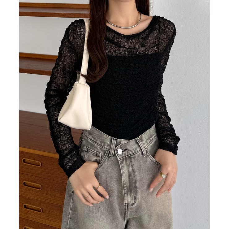 callautia 袖ギャザードレープレーストップス | JUNOAH | 詳細画像10 