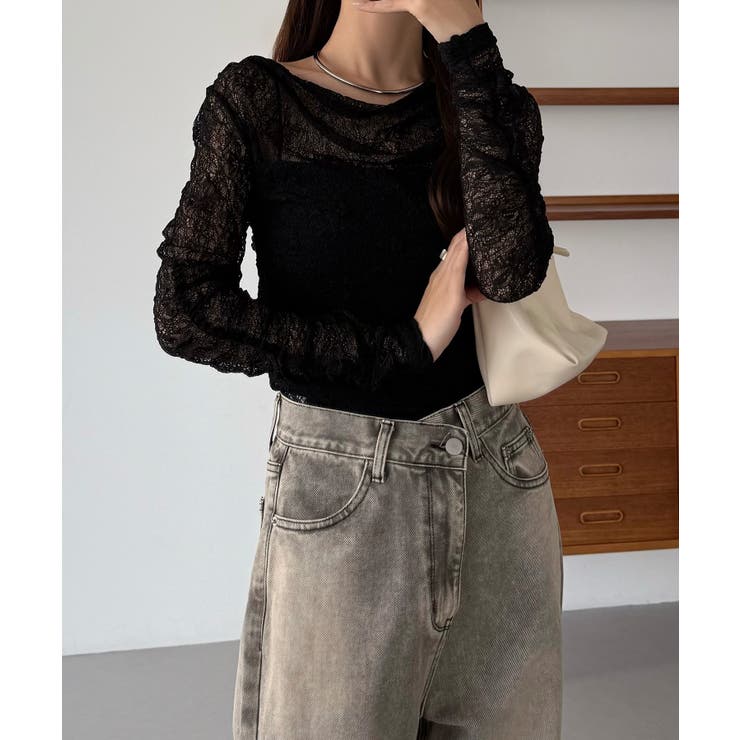 callautia 袖ギャザードレープレーストップス | JUNOAH | 詳細画像11 