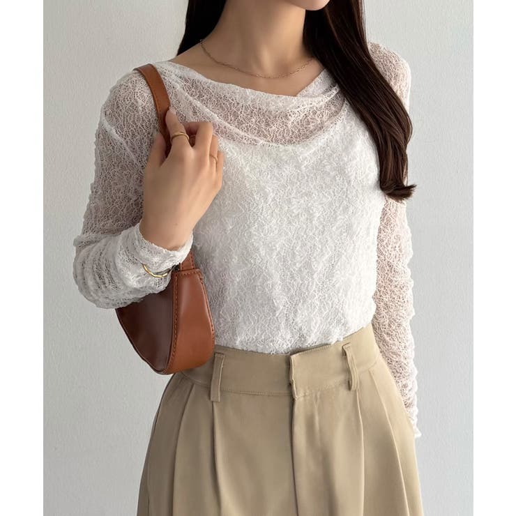 callautia 袖ギャザードレープレーストップス | JUNOAH | 詳細画像12 