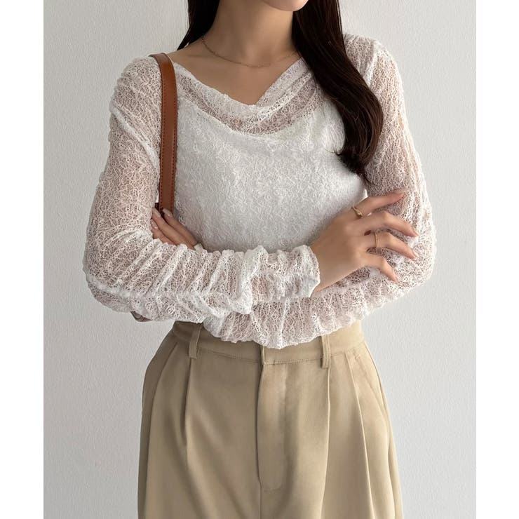 callautia 袖ギャザードレープレーストップス | JUNOAH | 詳細画像13 