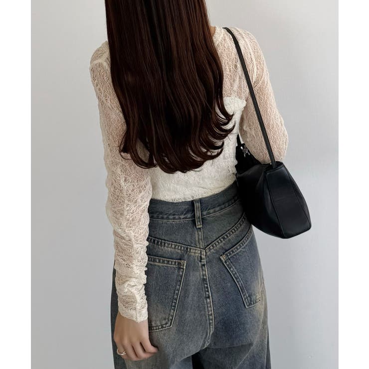 callautia 袖ギャザードレープレーストップス | JUNOAH | 詳細画像4 