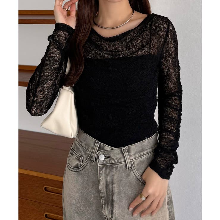 callautia 袖ギャザードレープレーストップス | JUNOAH | 詳細画像7 