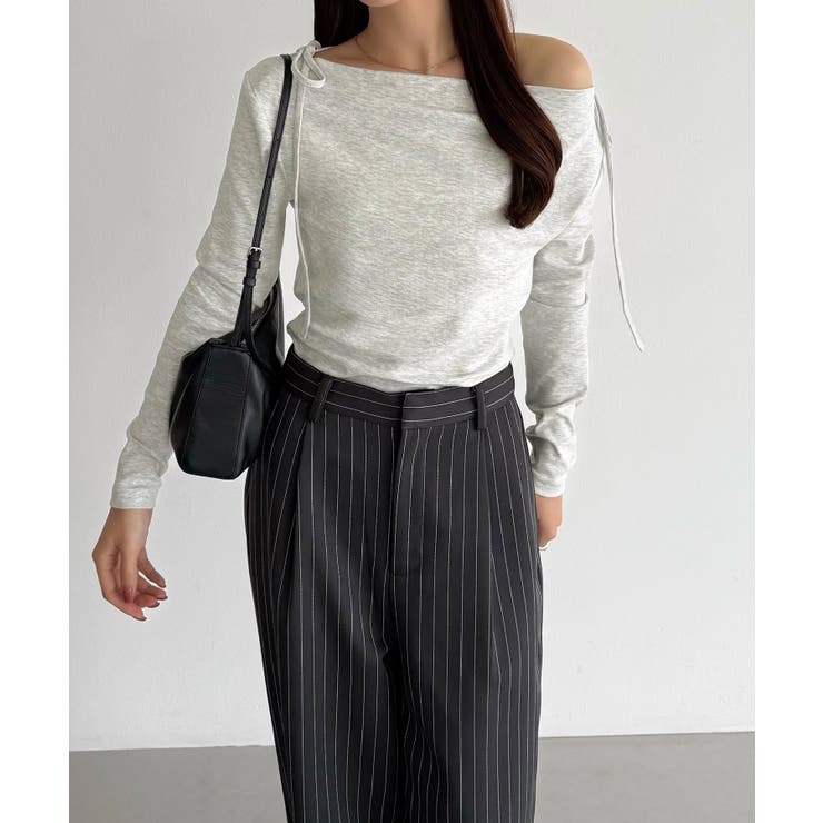 callautia 薄手2way肩リボンドレープトップス | JUNOAH | 詳細画像18 