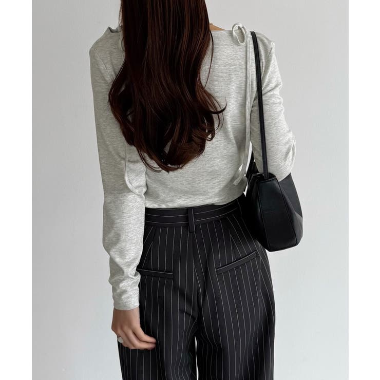 callautia 薄手2way肩リボンドレープトップス | JUNOAH | 詳細画像19 