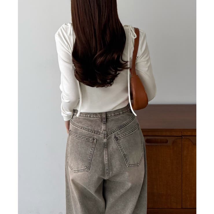 callautia 薄手2way肩リボンドレープトップス | JUNOAH | 詳細画像6 