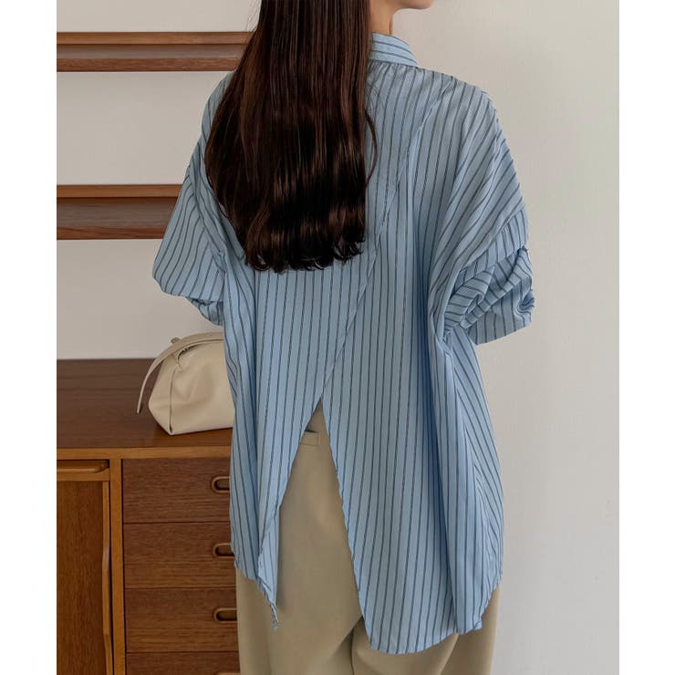 callautia バックスリットオーバーサイズストライプシャツ | JUNOAH | 詳細画像10 