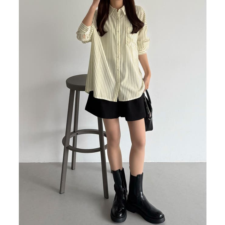 callautia バックスリットオーバーサイズストライプシャツ | JUNOAH | 詳細画像13 