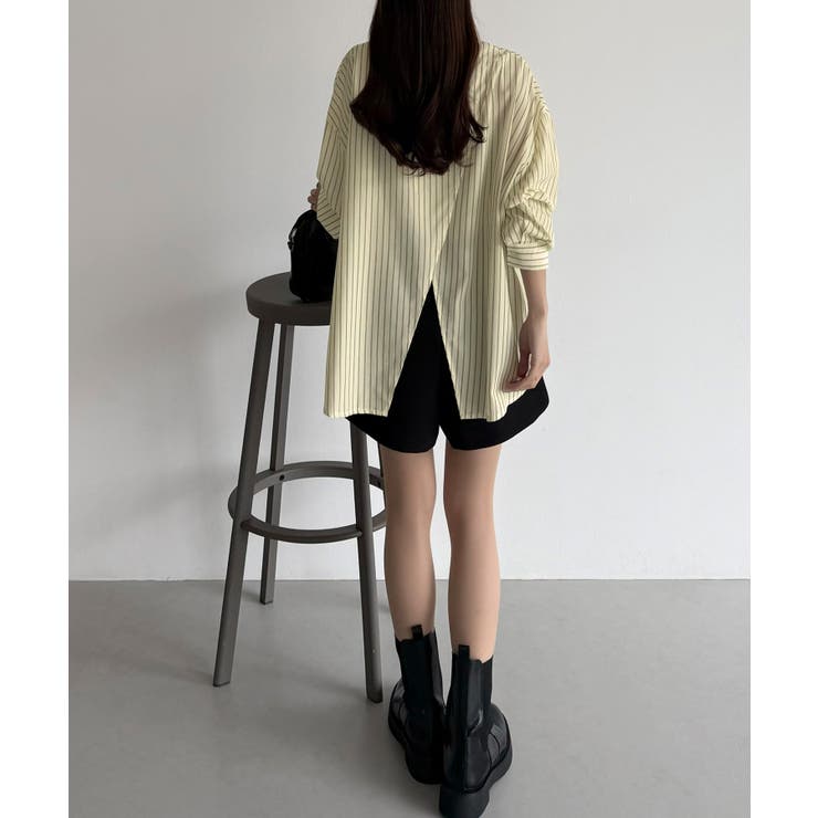 callautia バックスリットオーバーサイズストライプシャツ | JUNOAH | 詳細画像14 