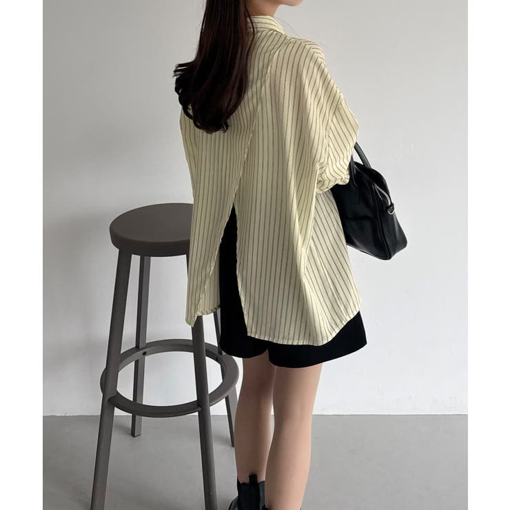 callautia バックスリットオーバーサイズストライプシャツ | JUNOAH | 詳細画像16 