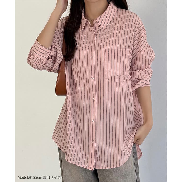 callautia バックスリットオーバーサイズストライプシャツ | JUNOAH | 詳細画像2 