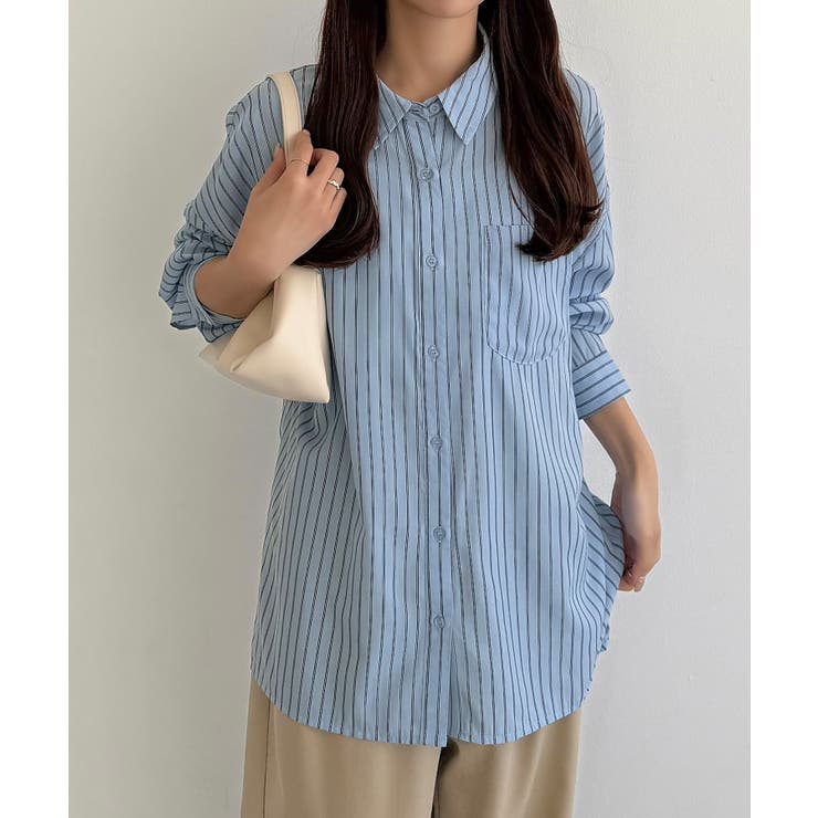 callautia バックスリットオーバーサイズストライプシャツ | JUNOAH | 詳細画像6 