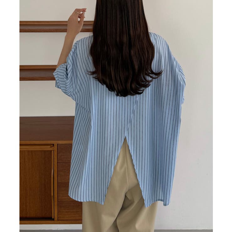 callautia バックスリットオーバーサイズストライプシャツ | JUNOAH | 詳細画像8 