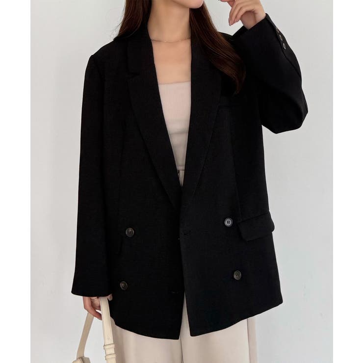 ブラック | callautia 薄手ツイードテーラードシャツジャケット | JUNOAH