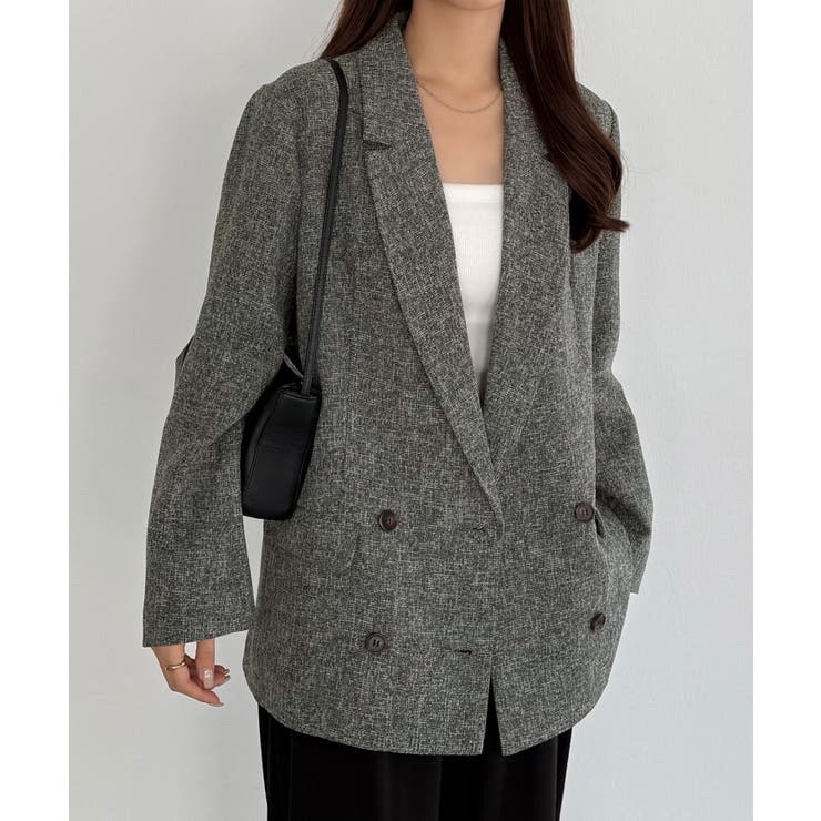 グレー | callautia 薄手ツイードテーラードシャツジャケット | JUNOAH