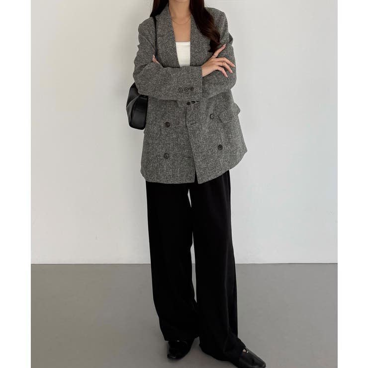 callautia 薄手ツイードテーラードシャツジャケット | JUNOAH | 詳細画像8 