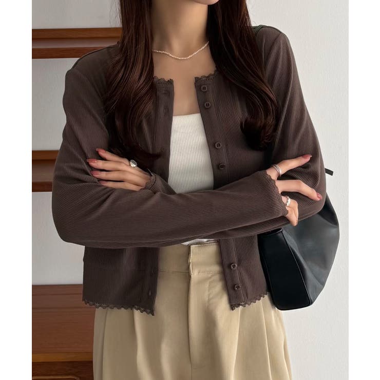 callautia クロップド丈シアーカーディガン | JUNOAH | 詳細画像10 