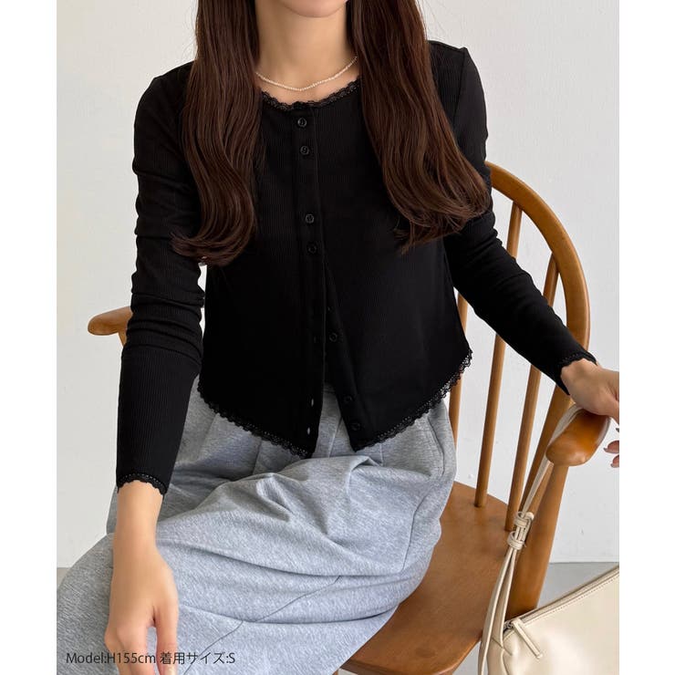 callautia クロップド丈シアーカーディガン | JUNOAH | 詳細画像2 